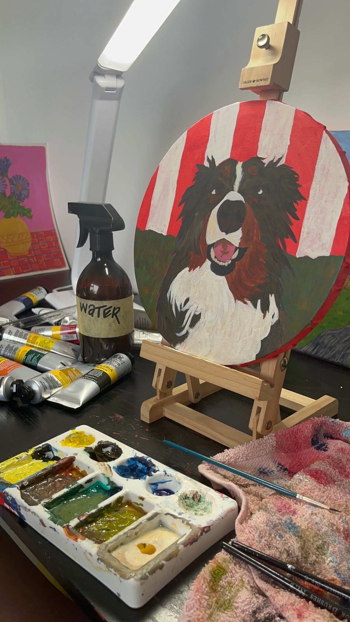 Pet Portrait Commission - 25 x 25cm Circular Canvas