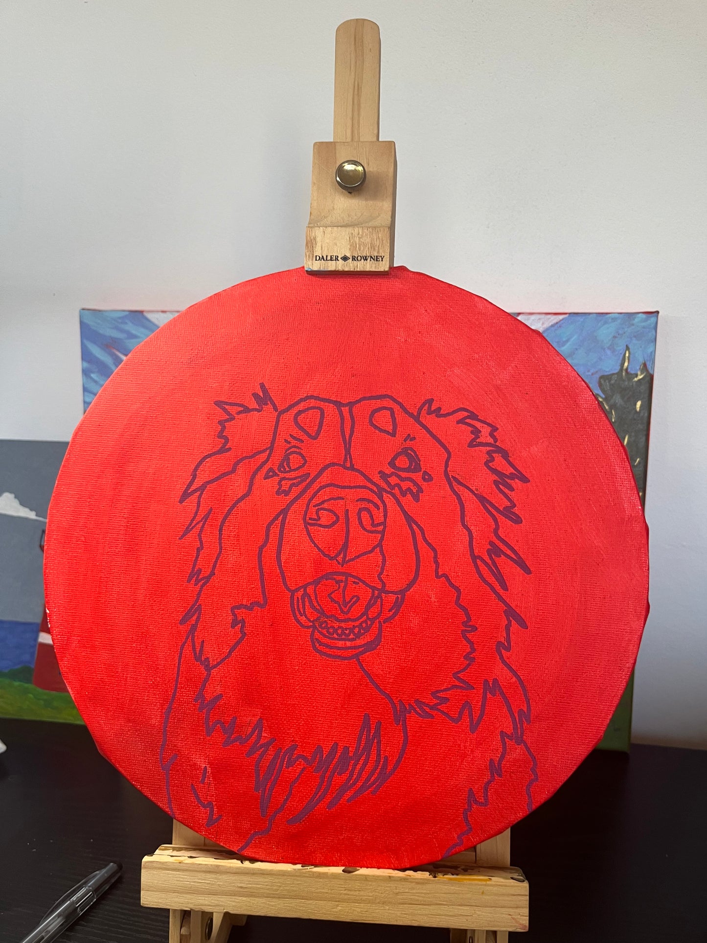 Pet Portrait Commission - 25 x 25cm Circular Canvas