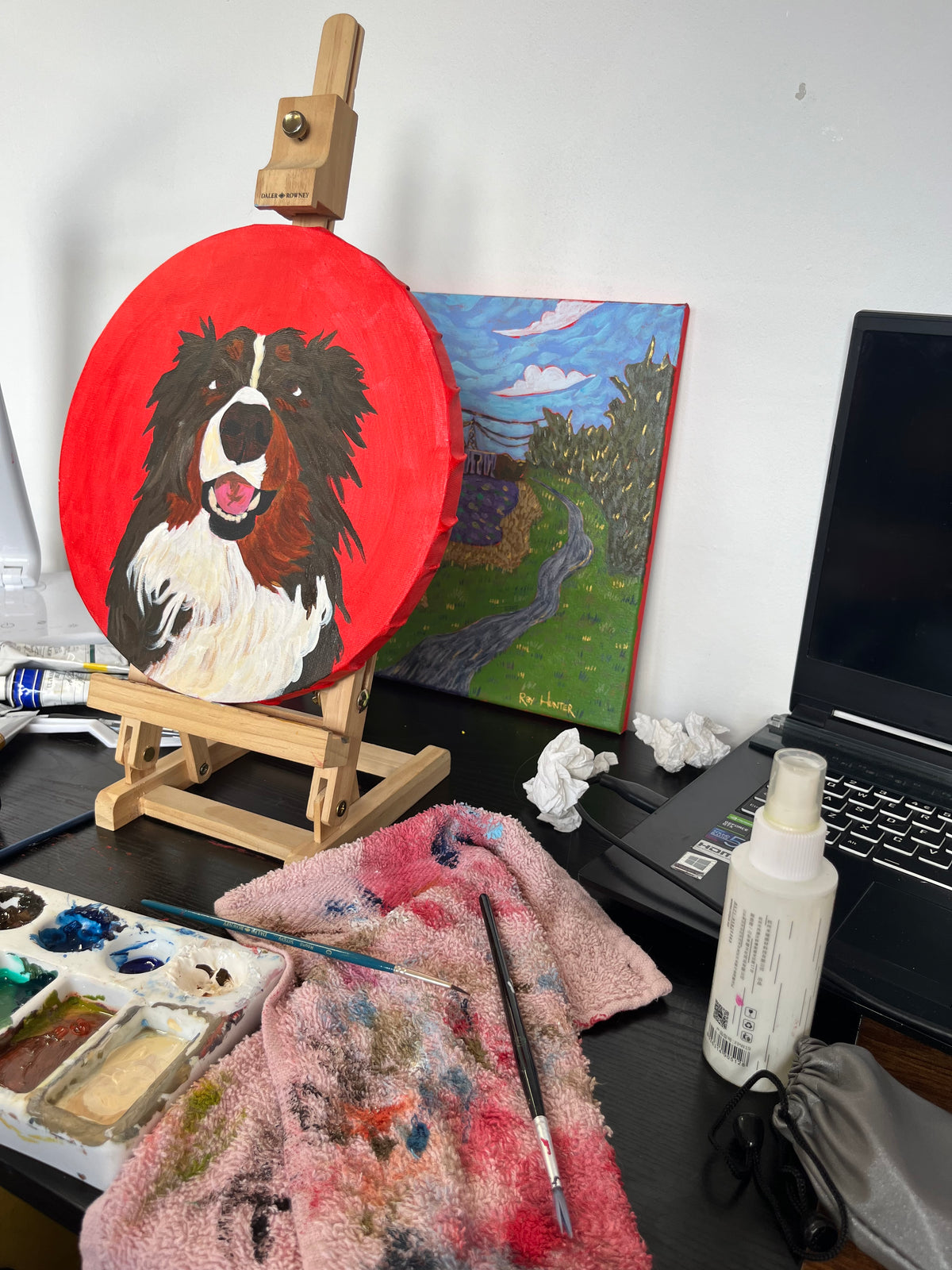 Pet Portrait Commission - 25 x 25cm Circular Canvas