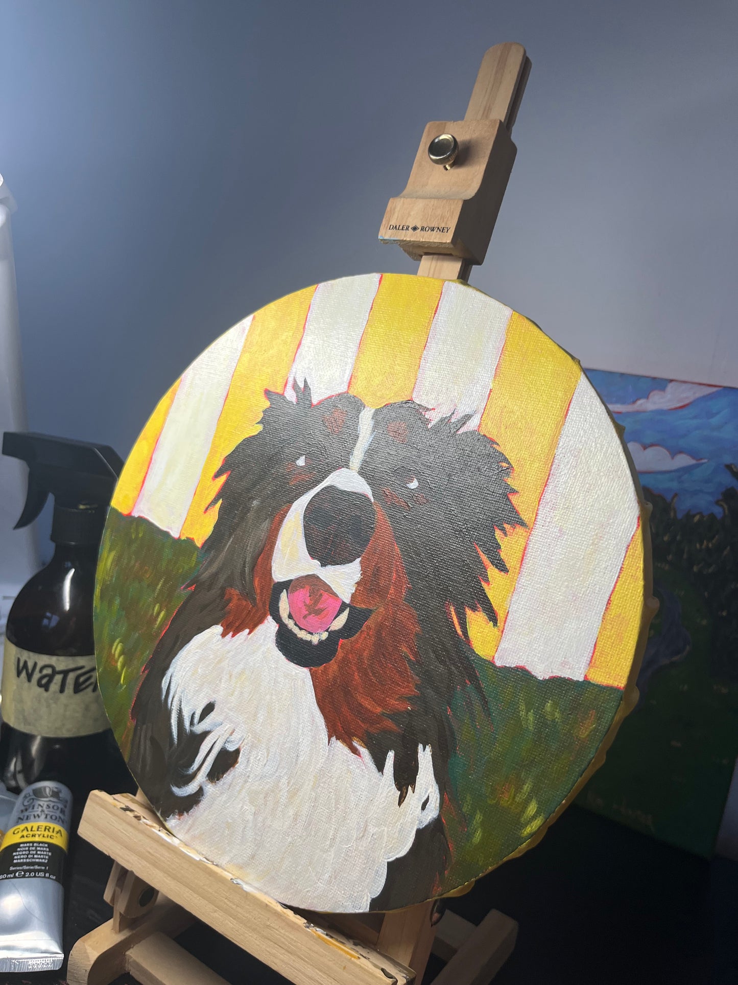 Pet Portrait Commission - 25 x 25cm Circular Canvas