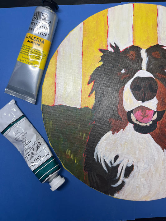 Pet Portrait Commission - 25 x 25cm Circular Canvas